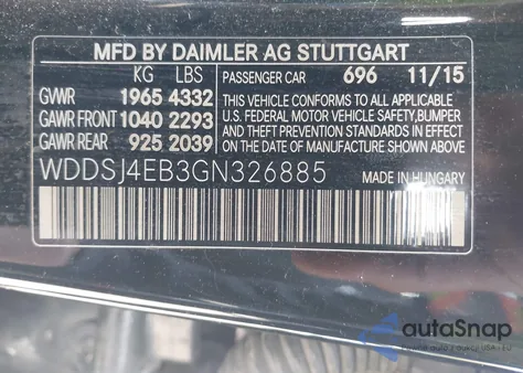 2016 Mercedes-Benz Cla 250 z USA, uszkodzony, nr VIN WDDSJ4EB3GN326885